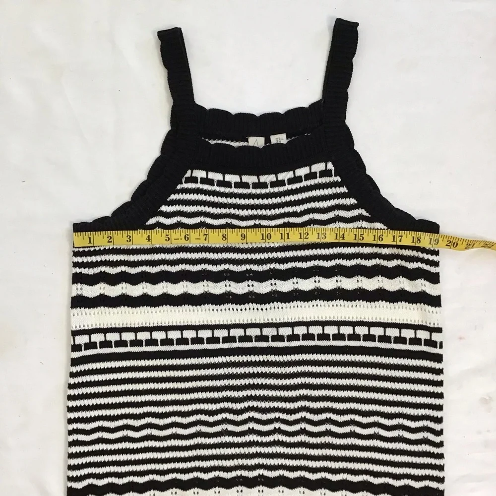 Joie Women Elegant Black White Monochrome Striped Knit Crochet Maxi Dress XL - Picture 9 of 11